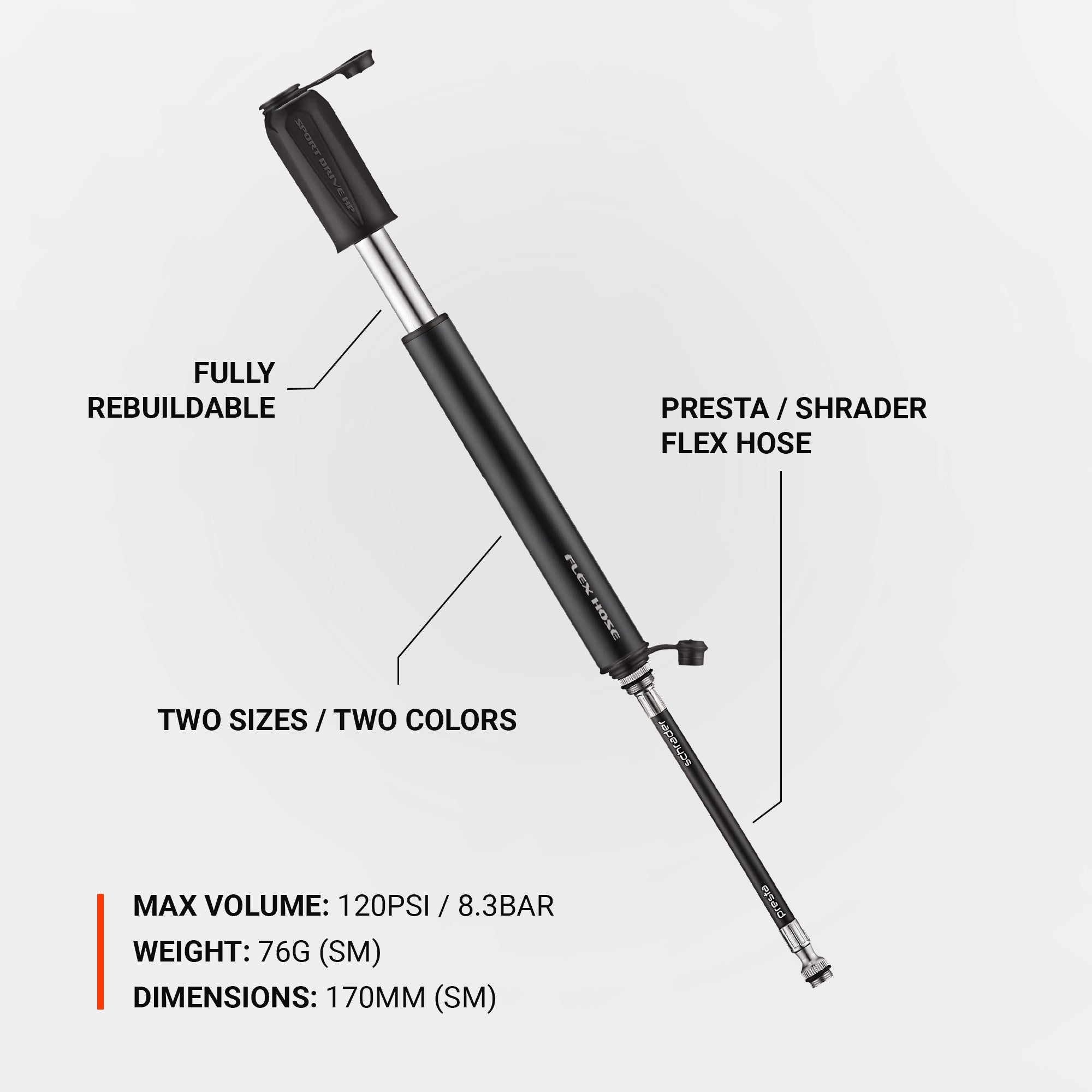 lezyne-sport-drive-hp-mini-pumpe-alu-mit-flex-schlauch-presta-schrader image 4