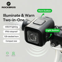 rockbros-skl01-elektrische-fahrradhupe-mit-frontlicht-450lm-2300mah image 3