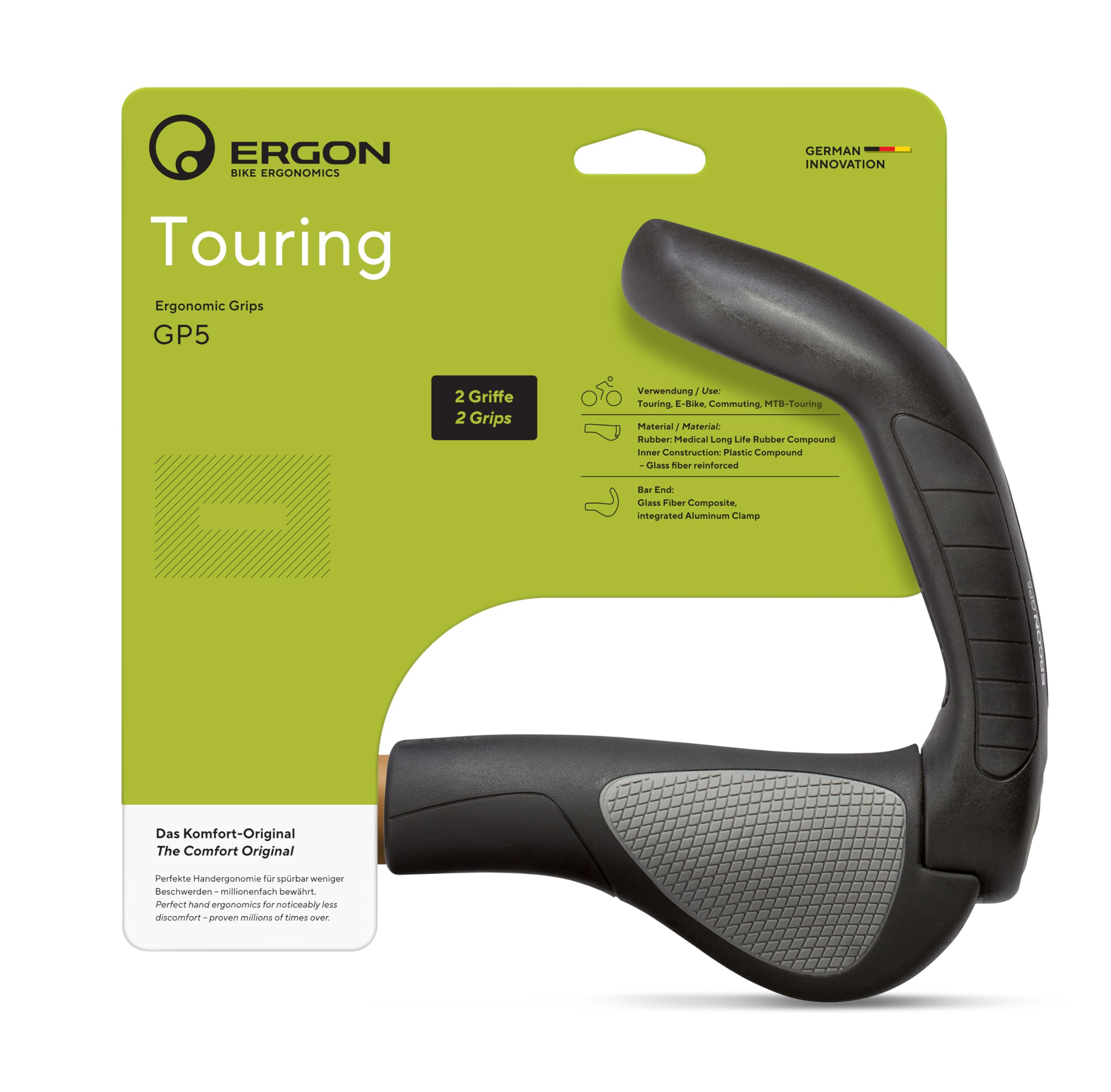 ergon-gp5-fahrradgriff-mit-fullsize-bar-end-touring-griff image 1