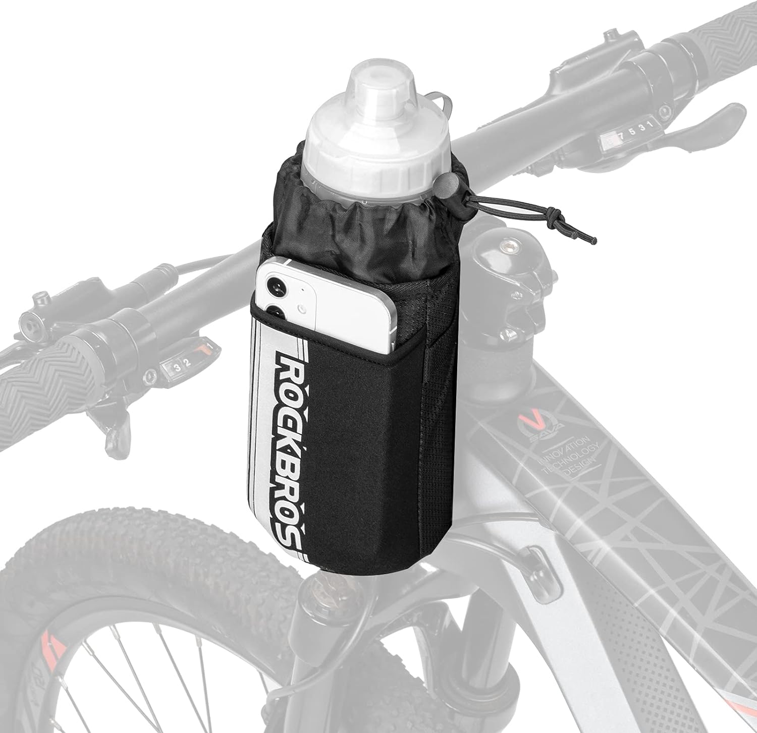 rockbros-flaschenhalter-tasche-lenker-getr-nketasche-mit-handyfach image 1