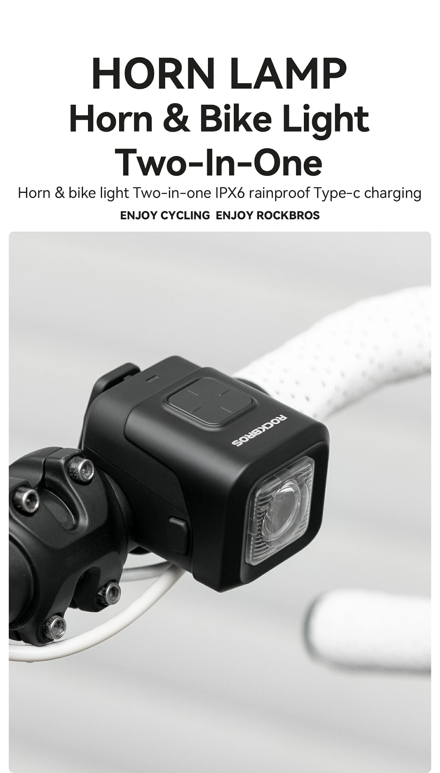 rockbros-skl01-elektrische-fahrradhupe-mit-frontlicht-450lm-2300mah image 7